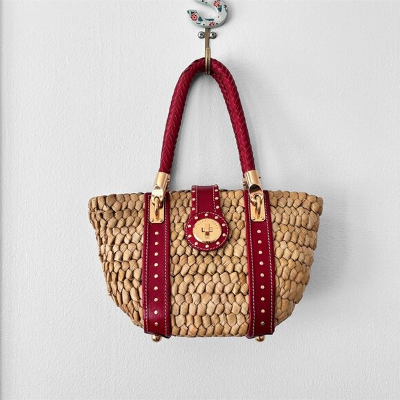Michael Kors Santorini Raffia/Leather Braided Bag - Picture 1 of 10